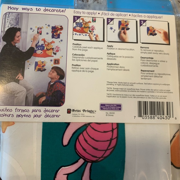 Disney Jumbo Stick Ups Pooh Tigger Sled Winter Disney Wall Decor Vintage 1990's - Picture 10 of 13